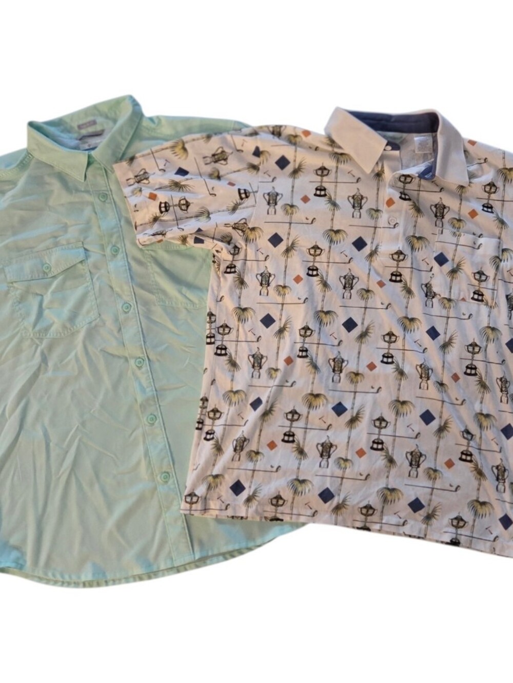 Vintage Palmand Club Golf Polo Shirt Size L, Columbia Mint Green Button Up Shirt